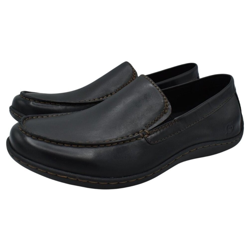 Born Mens Size 10 Caleb Black Full Grain Leather Slip On Loafers‎ Shoes